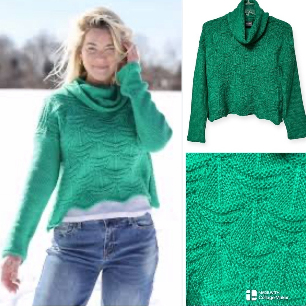 Wooden Ships mohair and wool emerald Green Cowl Neck Sweater